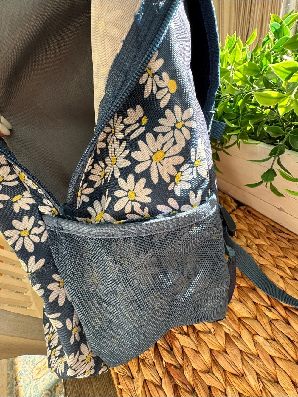 Lands' End Navy Daisy Backpack Set -Backpack, lunch box, pencil case